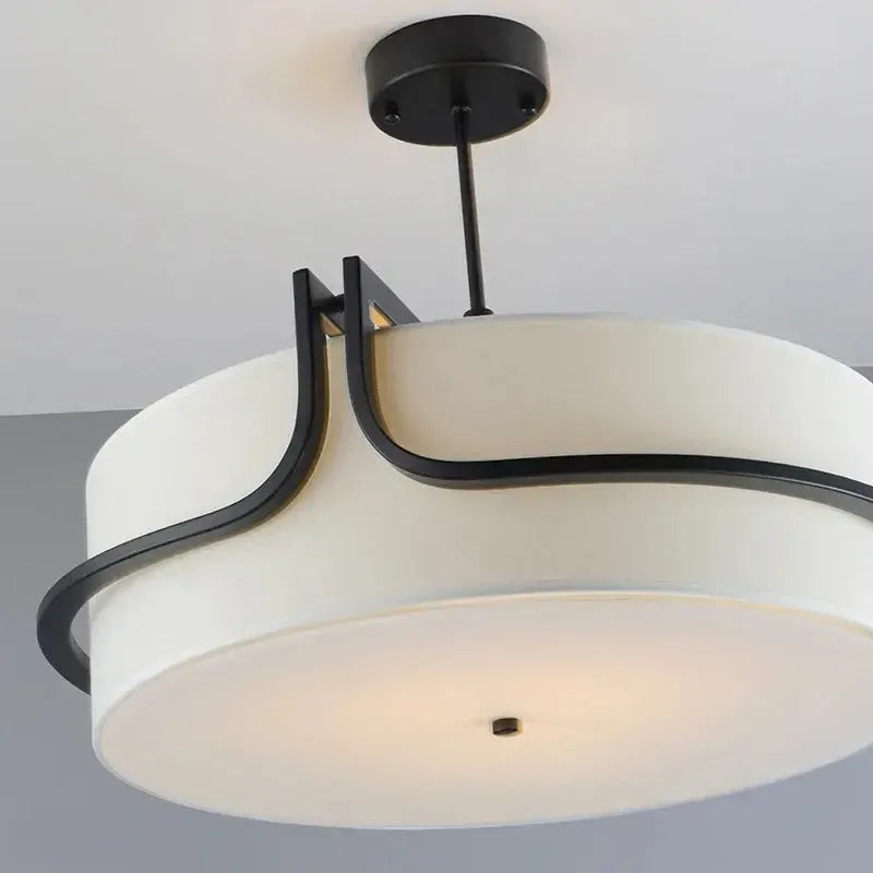 Japanese Circular Fabric Wabi Sabi Ceiling Light