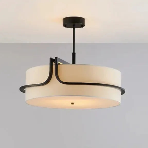 Japanese Circular Fabric Wabi Sabi Ceiling Light