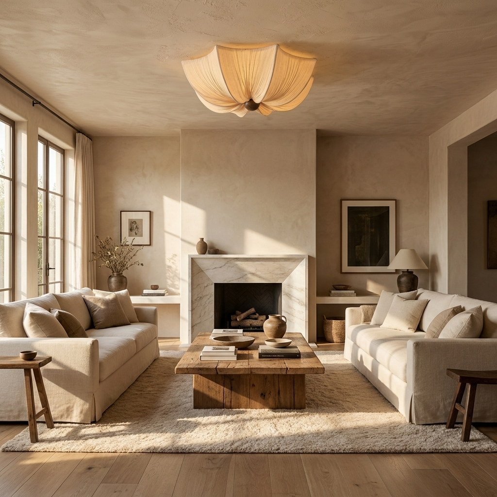 Japanese Draped Fabric Wabi Sabi Ceiling Light