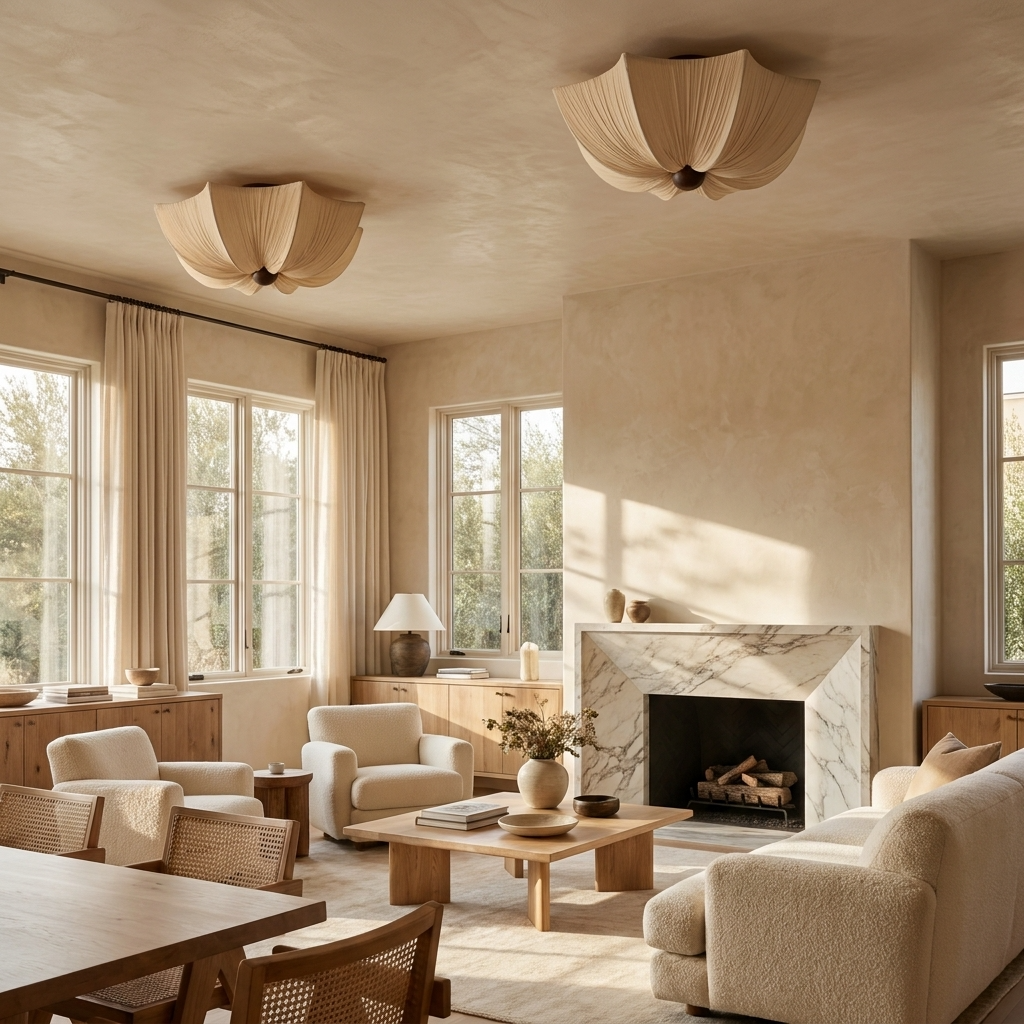 Japanese Draped Fabric Wabi Sabi Ceiling Light