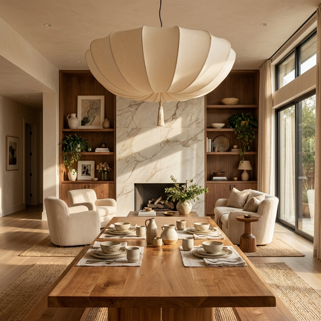 Japanese Fabric Wabi Sabi Pendant Light