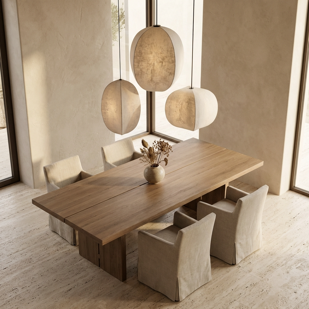 Japanese Oval Fabric Wabi Sabi Pendant Light