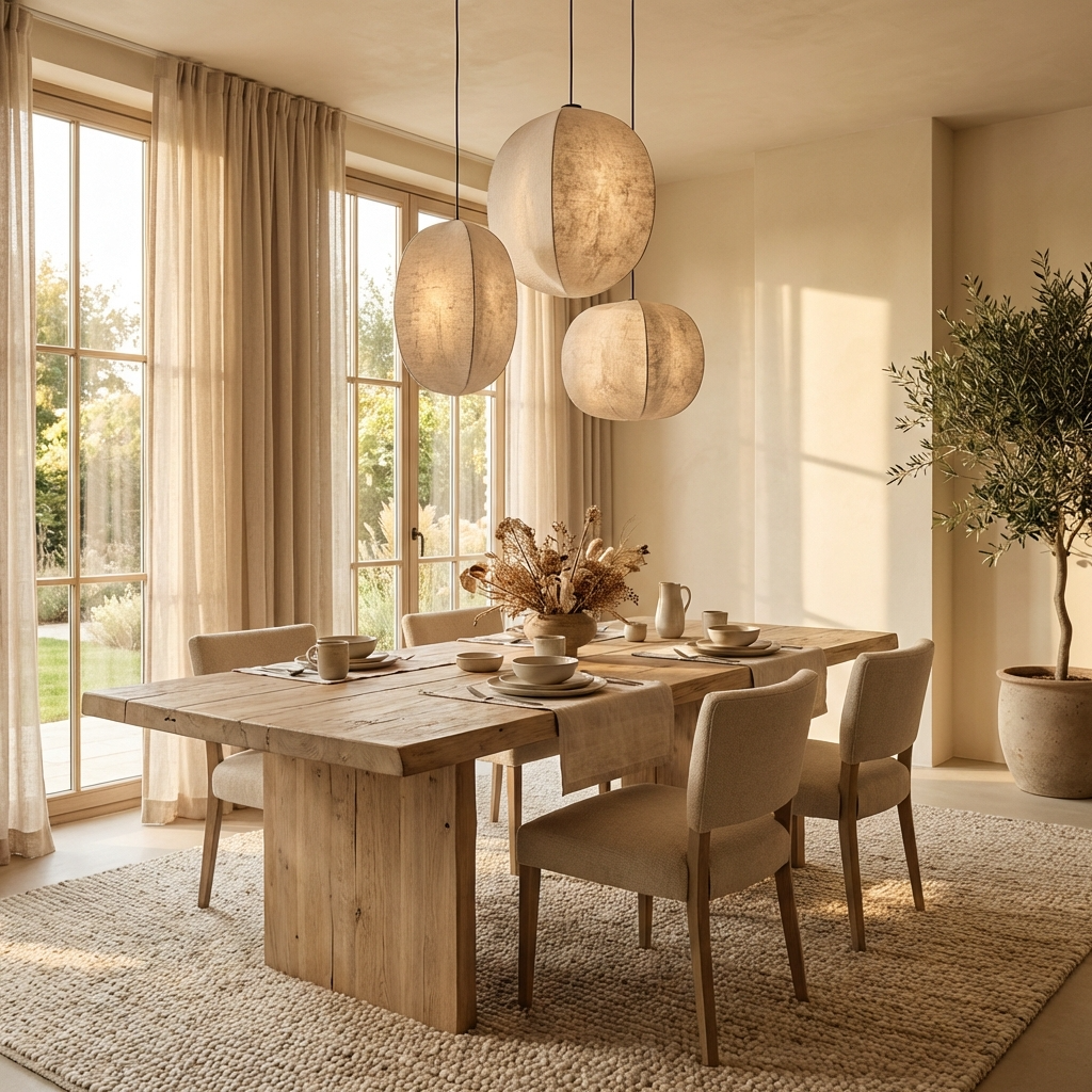 Japanese Oval Fabric Wabi Sabi Pendant Light