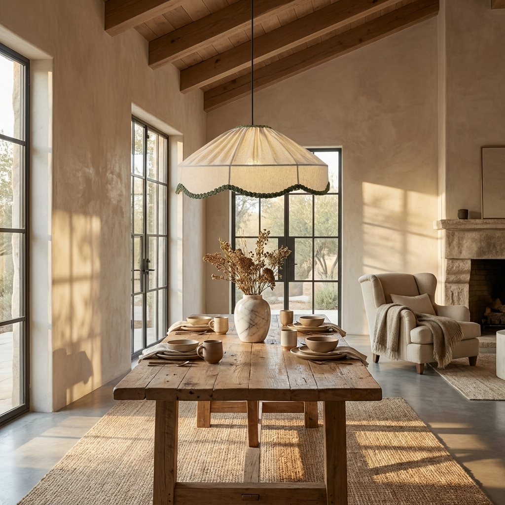Japanese Retro Fabric Wabi Sabi Pendant Light