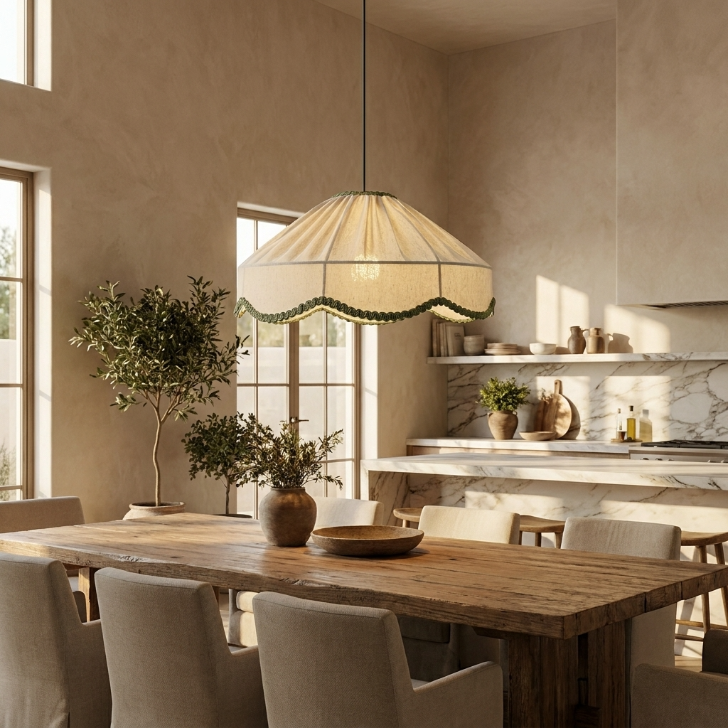 Japanese Retro Fabric Wabi Sabi Pendant Light