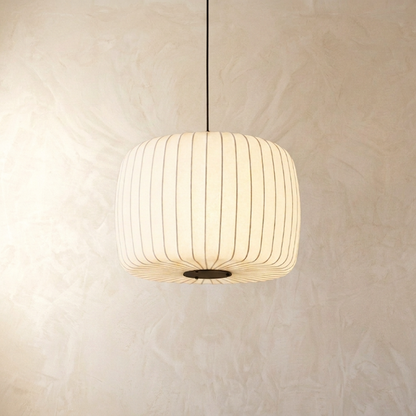 Japanese Ribbed Silk Wabi Sabi Pendant Light