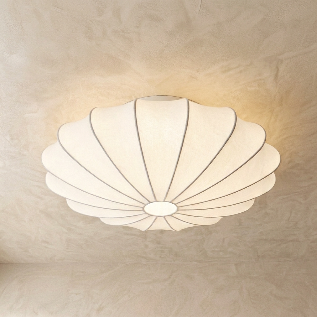 Japanese Round Silk Wabi Sabi Ceiling Light