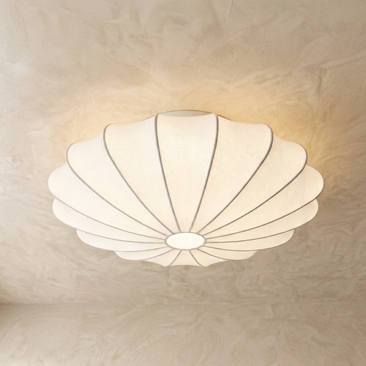 Japanese Round Silk Wabi Sabi Ceiling Light