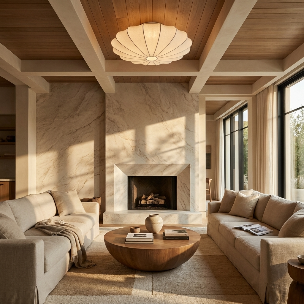 Japanese Round Silk Wabi Sabi Ceiling Light