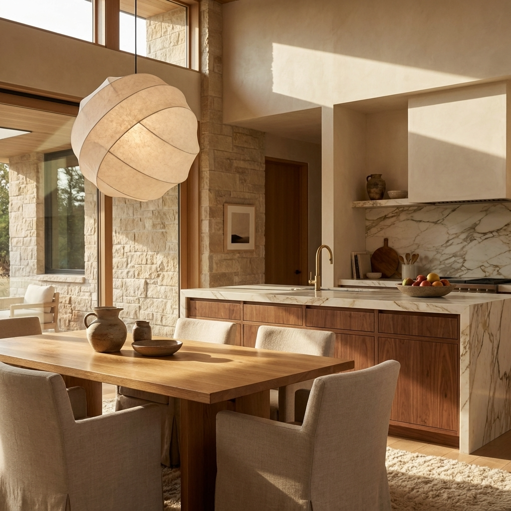Japanese Round Silk Wabi Sabi Pendant Light