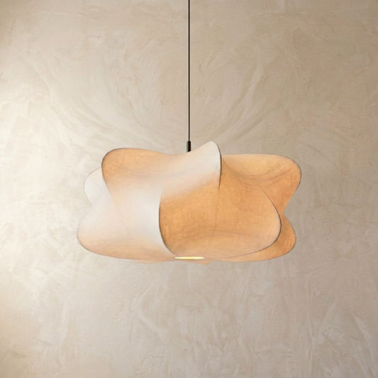 Japanese Sculptural Silk Wabi Sabi Pendant Light
