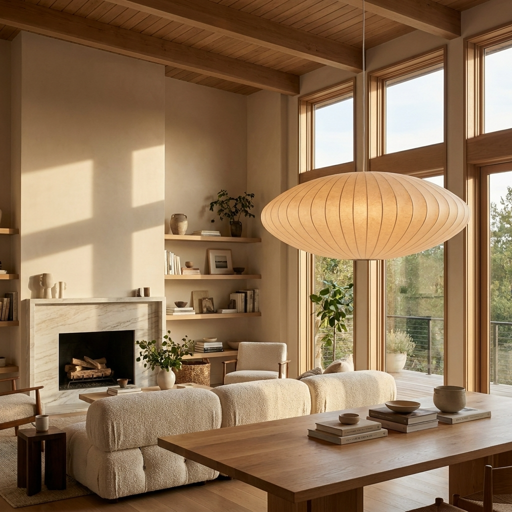 Japanese Silk Wabi Sabi Pendant Light