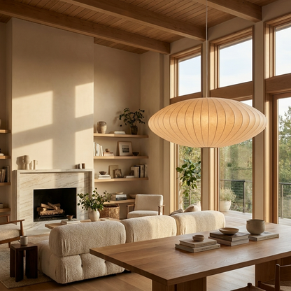 Japanese Silk Wabi Sabi Pendant Light