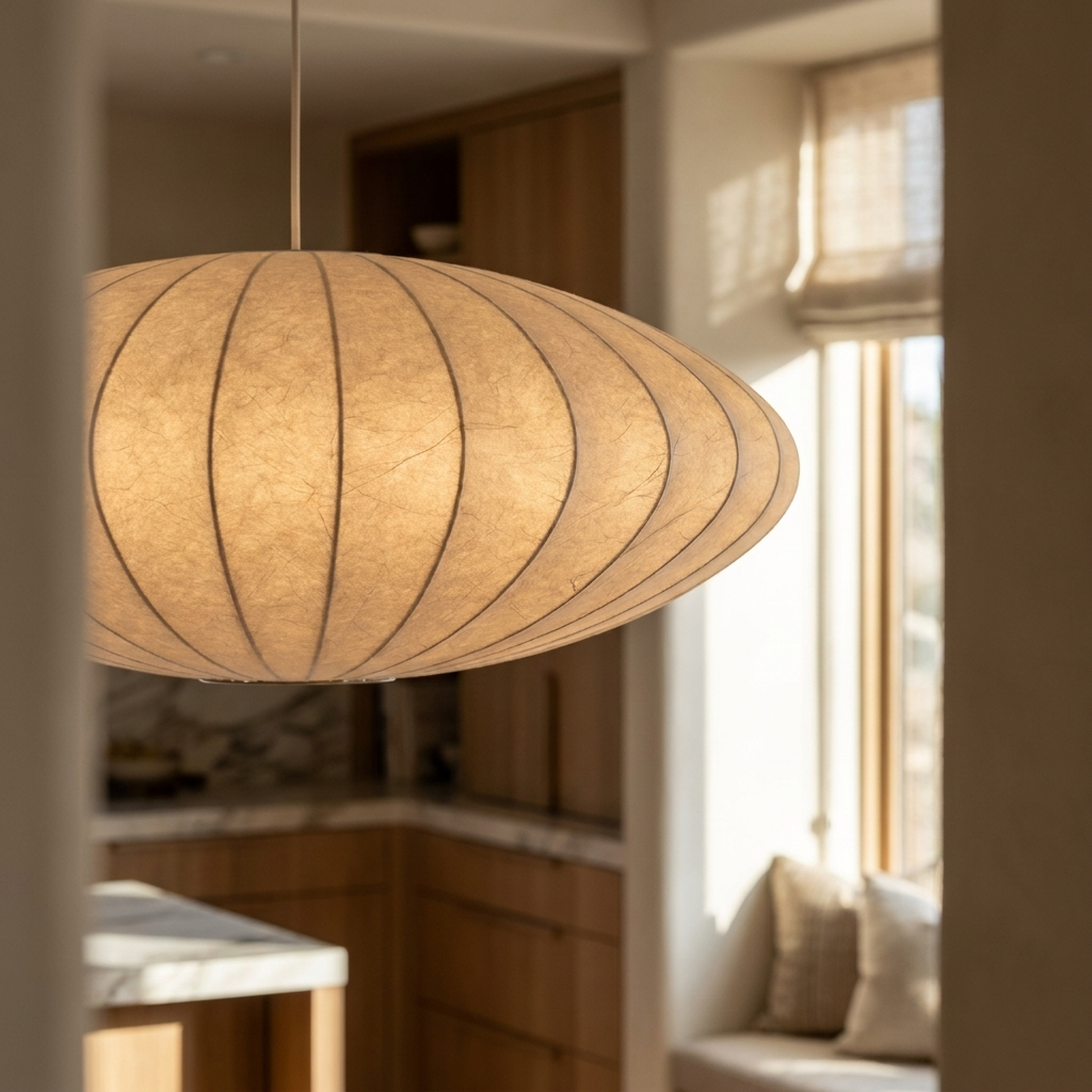 Japanese Silk Wabi Sabi Pendant Light