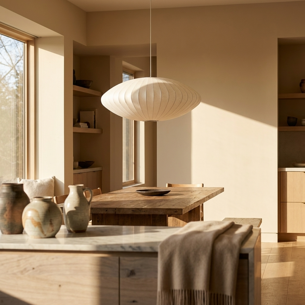Japanese Silk Wabi Sabi Pendant Light