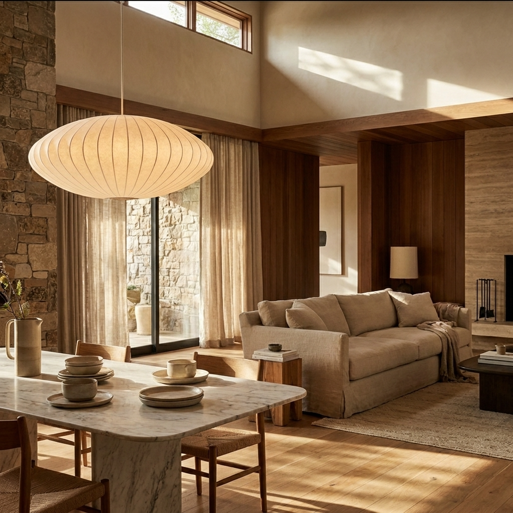 Japanese Silk Wabi Sabi Pendant Light