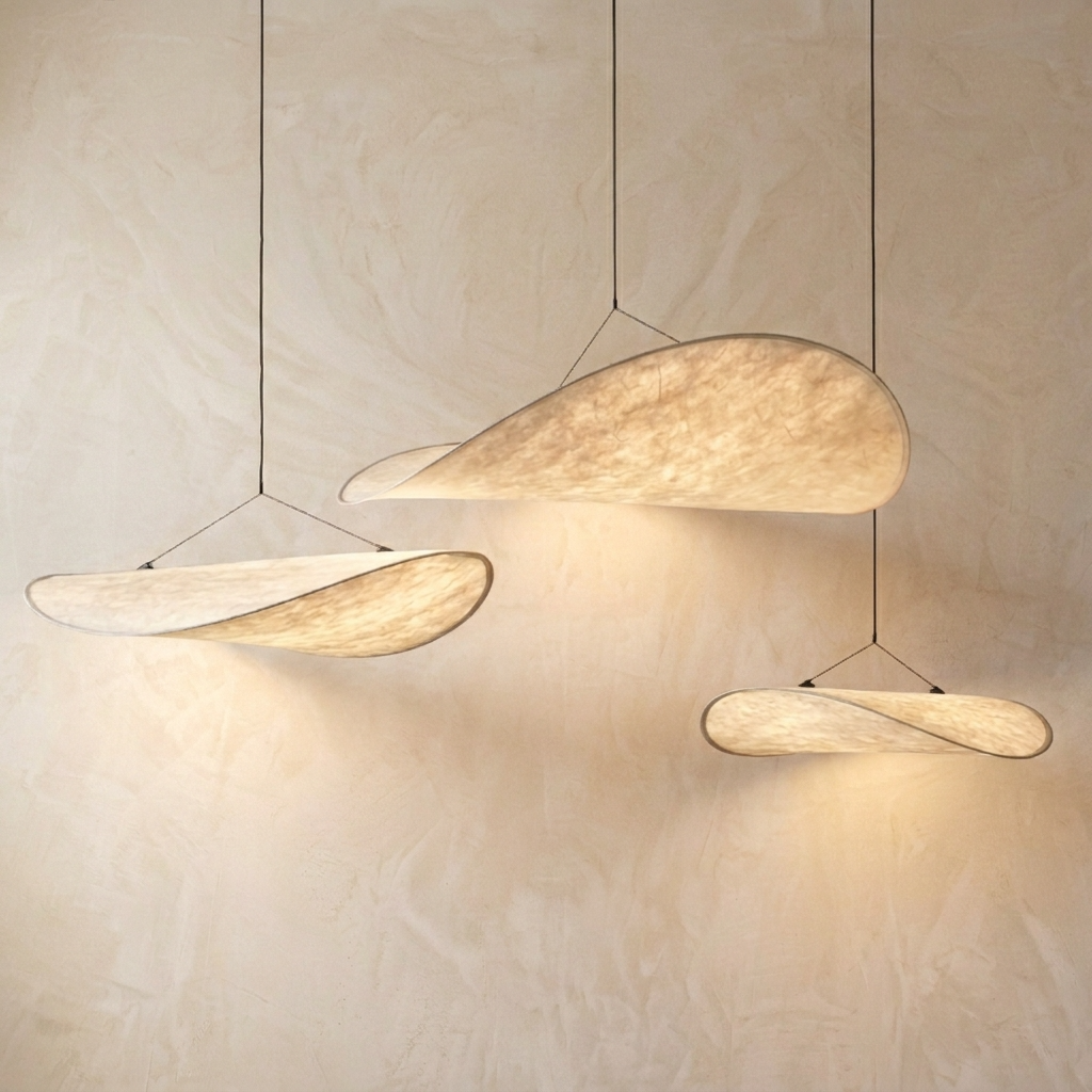 Japanese Silk Wave Pendant Light