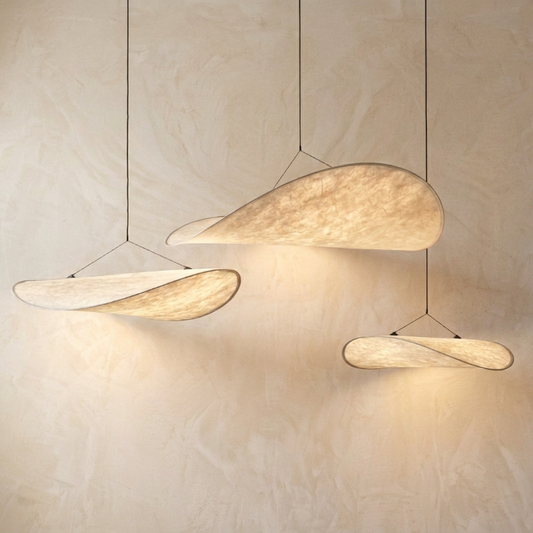 Japanese Silk Wave Pendant Light