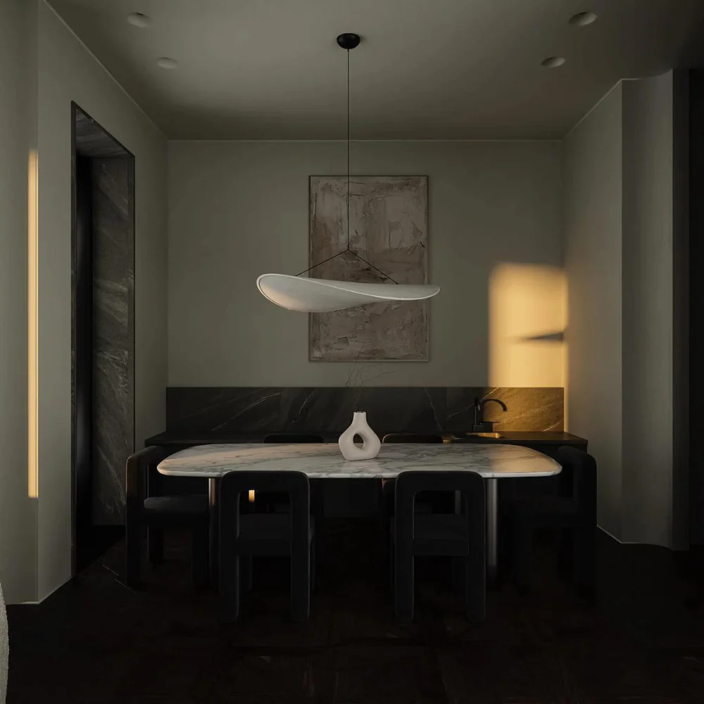 Japanese Silk Wave Pendant Light