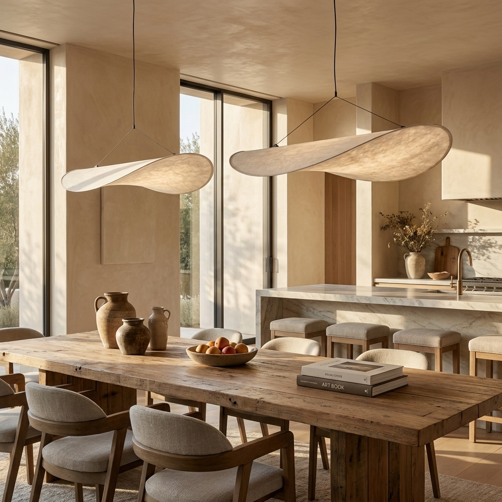 Japanese Silk Wave Pendant Light