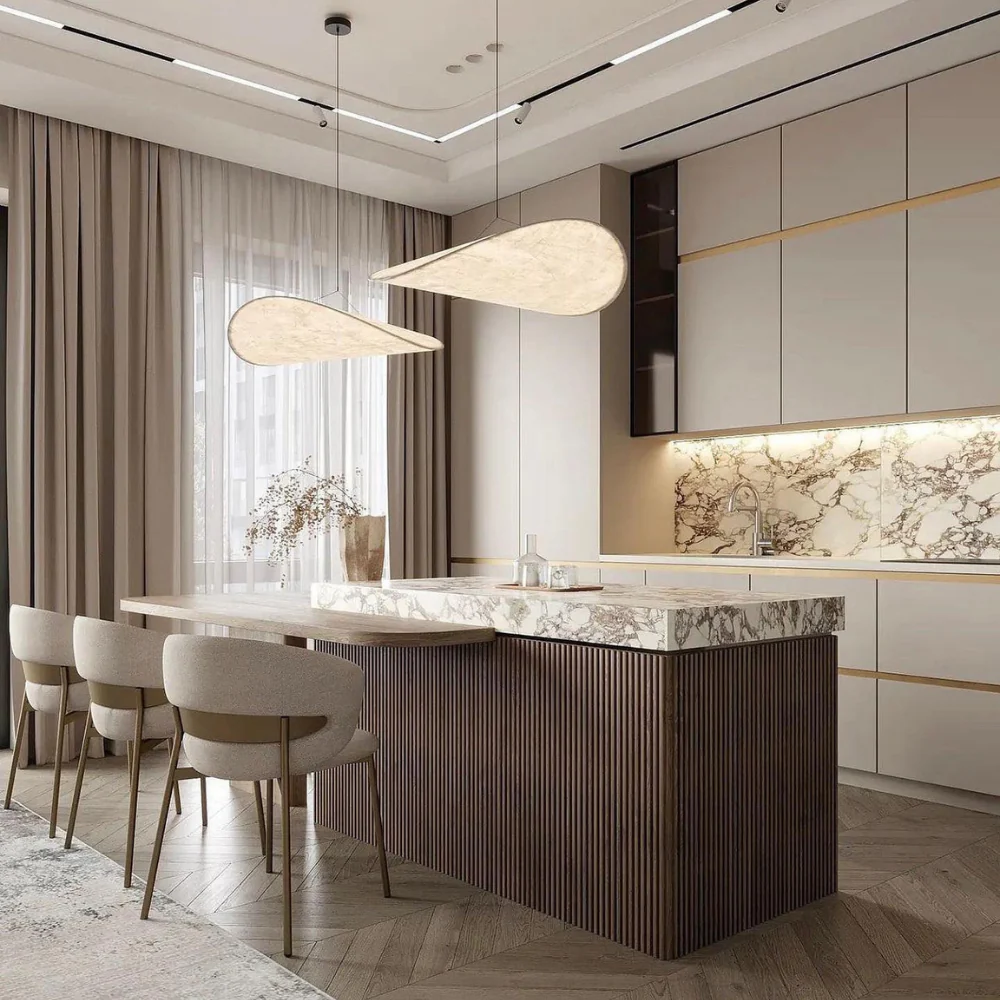 Japanese Silk Wave Pendant Light