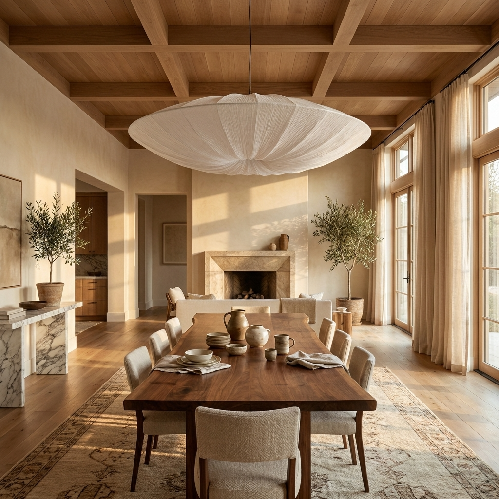 Japanese Thin Silk Wabi Sabi Pendant Light