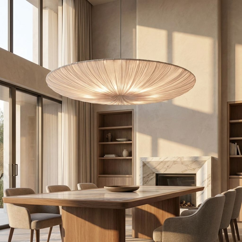 Japanese Thin Silk Wabi Sabi Pendant Light