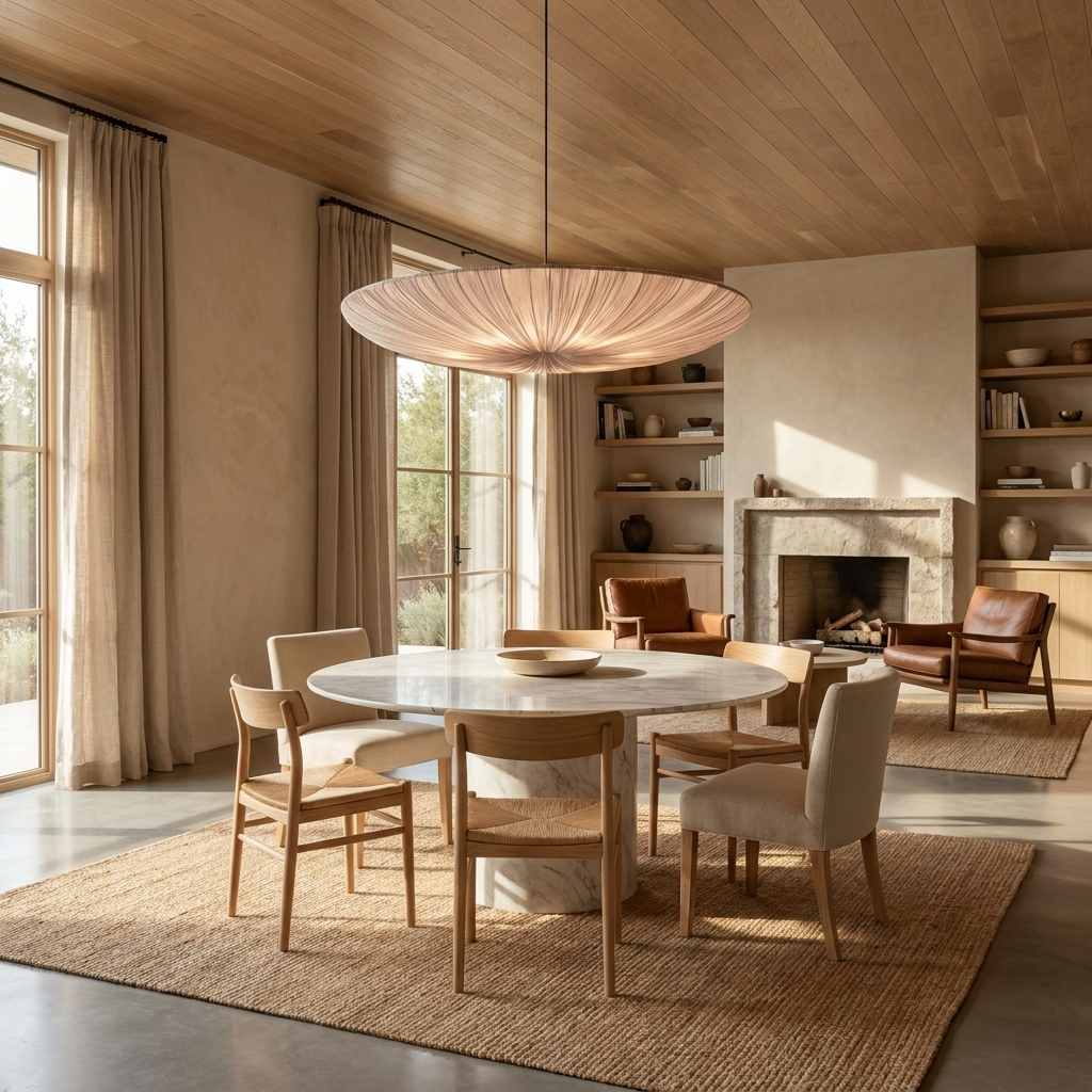 Japanese Thin Silk Wabi Sabi Pendant Light