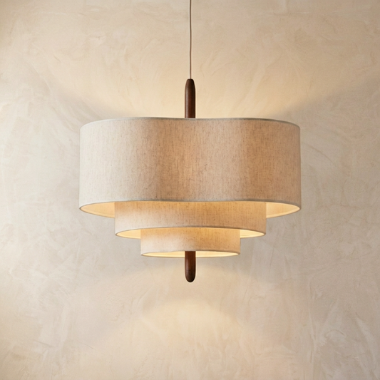 Japanese Tiered Fabric Wabi Sabi Pendant Light