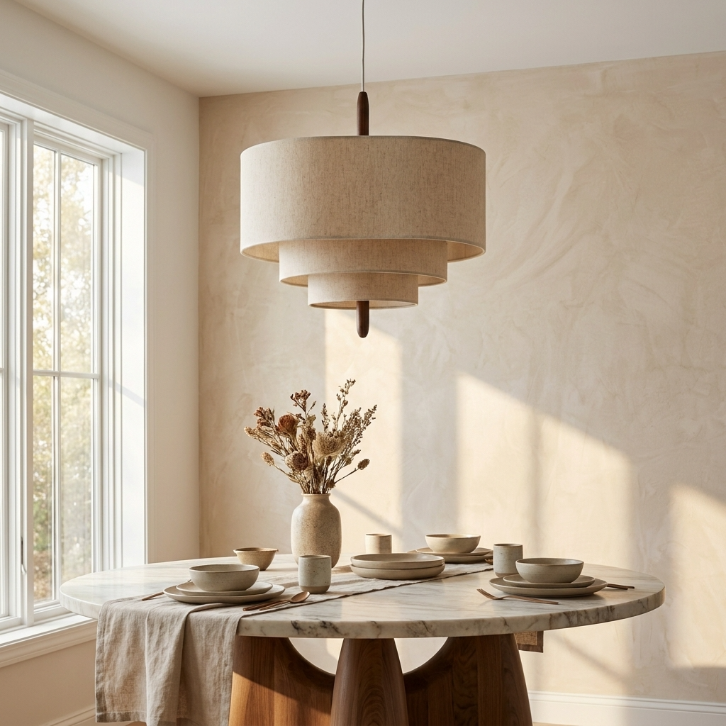 Japanese Tiered Fabric Wabi Sabi Pendant Light