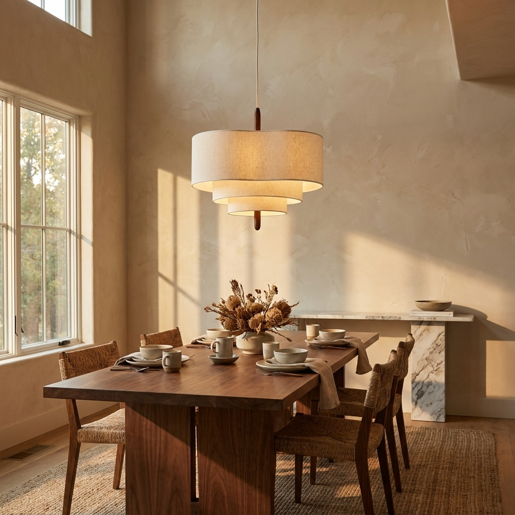 Japanese Tiered Fabric Wabi Sabi Pendant Light