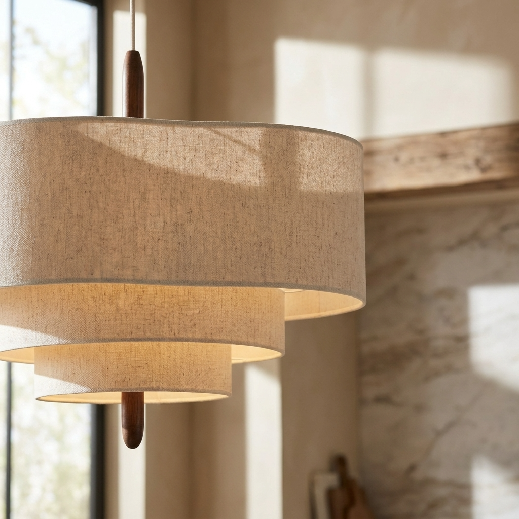 Japanese Tiered Fabric Wabi Sabi Pendant Light