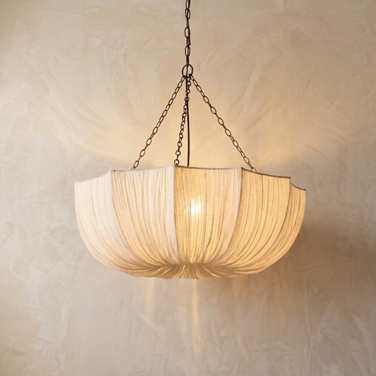 Japanese U Shape Fabric Wabi Sabi Pendant Light