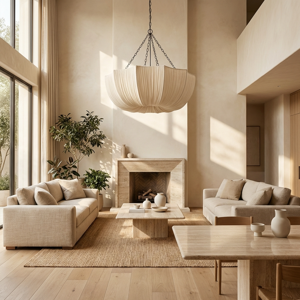 Japanese U Shape Fabric Wabi Sabi Pendant Light