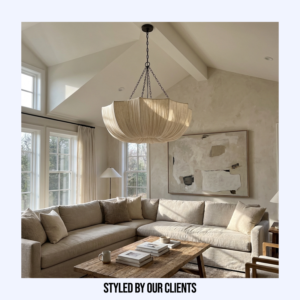 Japanese U Shape Fabric Wabi Sabi Pendant Light