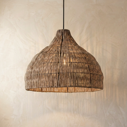 Japanese Woven Rattan Dome Pendant Light