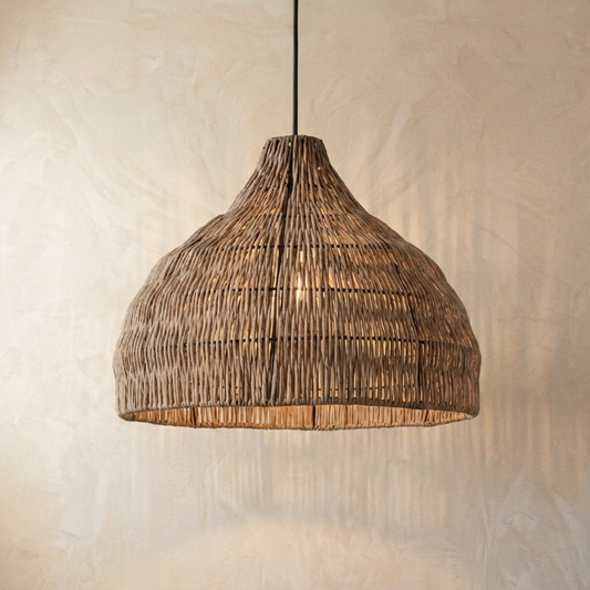 Japanese Woven Rattan Dome Pendant Light
