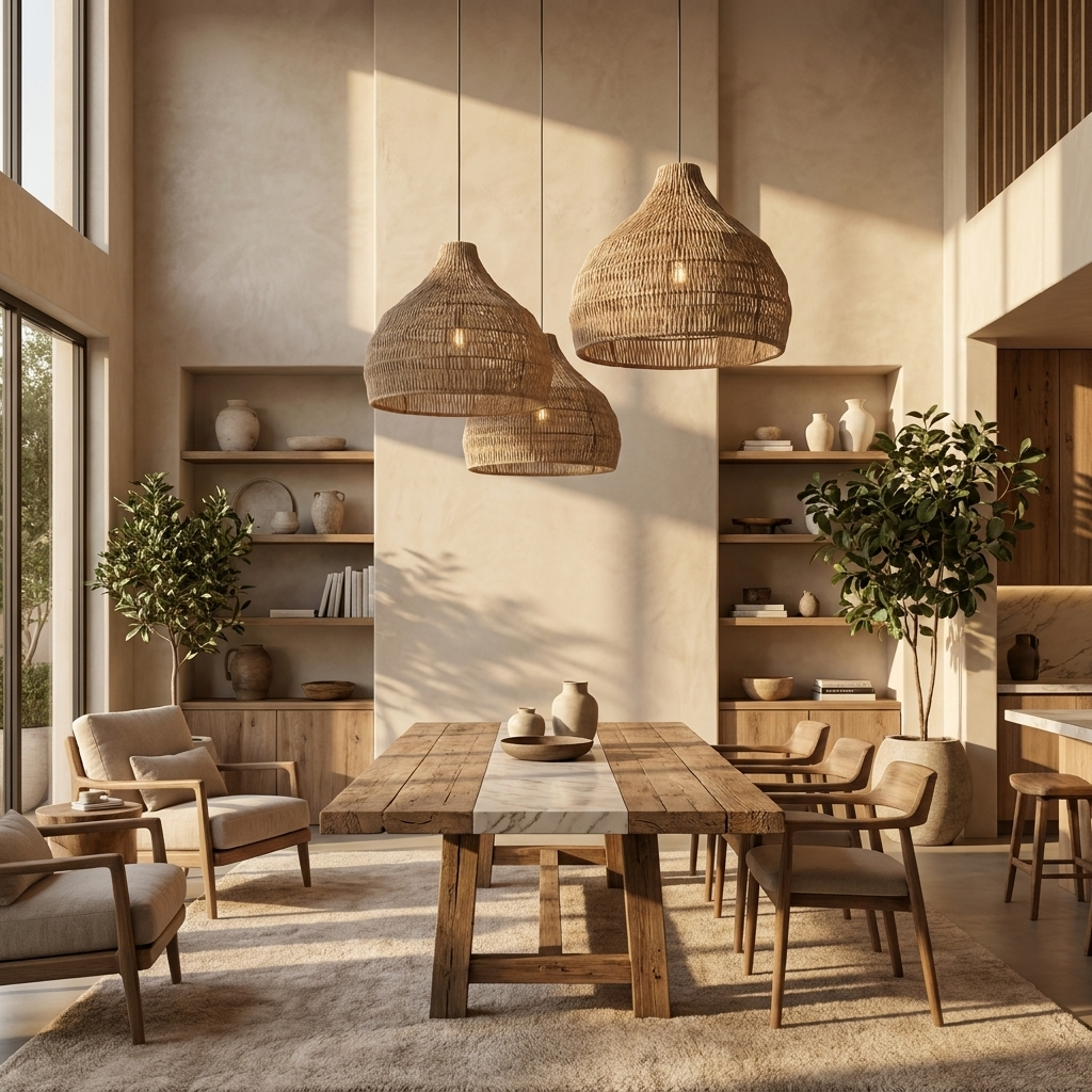 Japanese Woven Rattan Dome Pendant Light