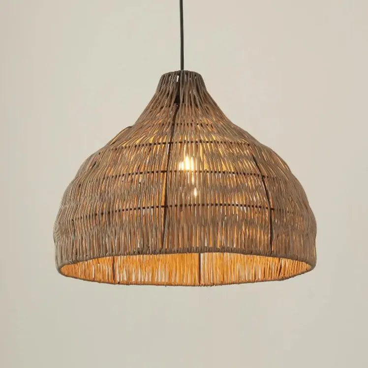 Japanese Woven Rattan Dome Pendant Light