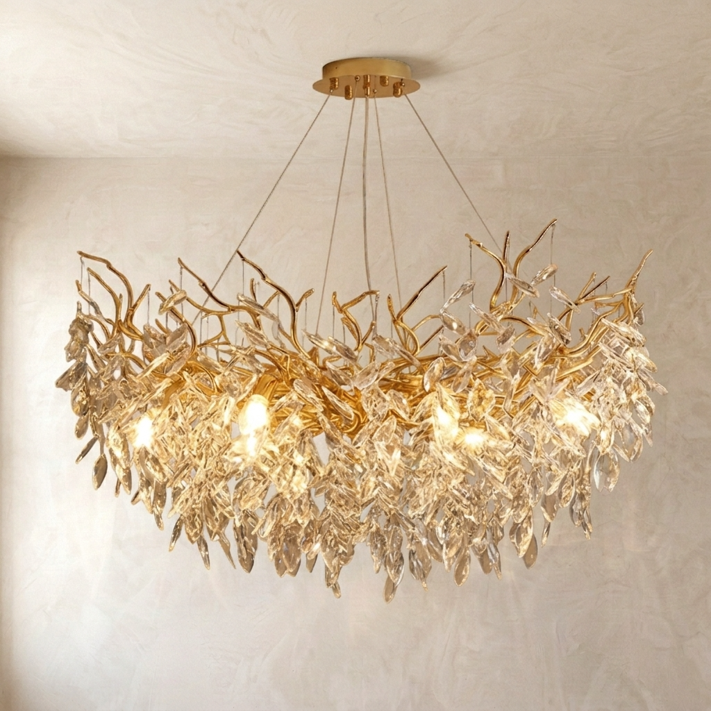 Luxury Gold Crystal Branch Chandelier