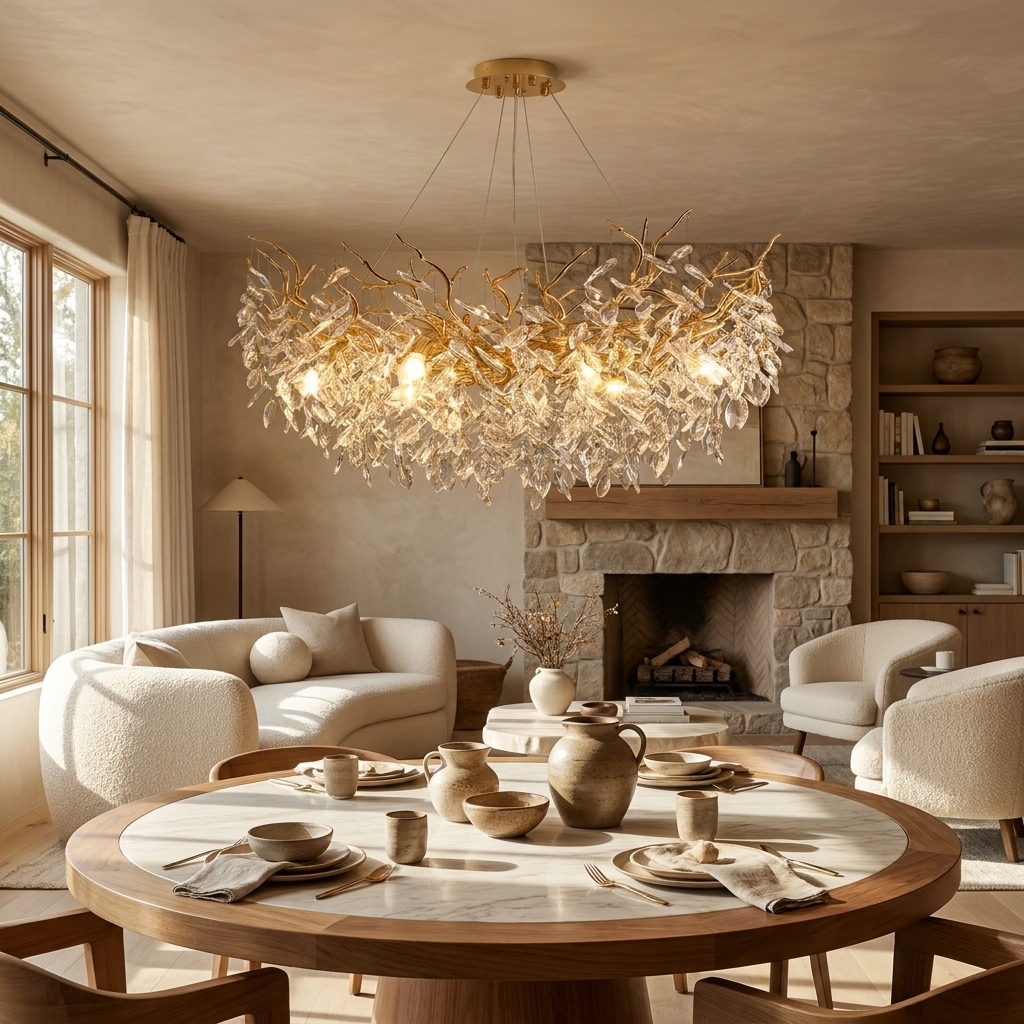 Luxury Gold Crystal Branch Chandelier