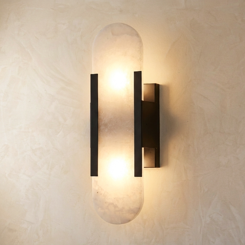 Natural Alabaster Elongated Wall Lamp