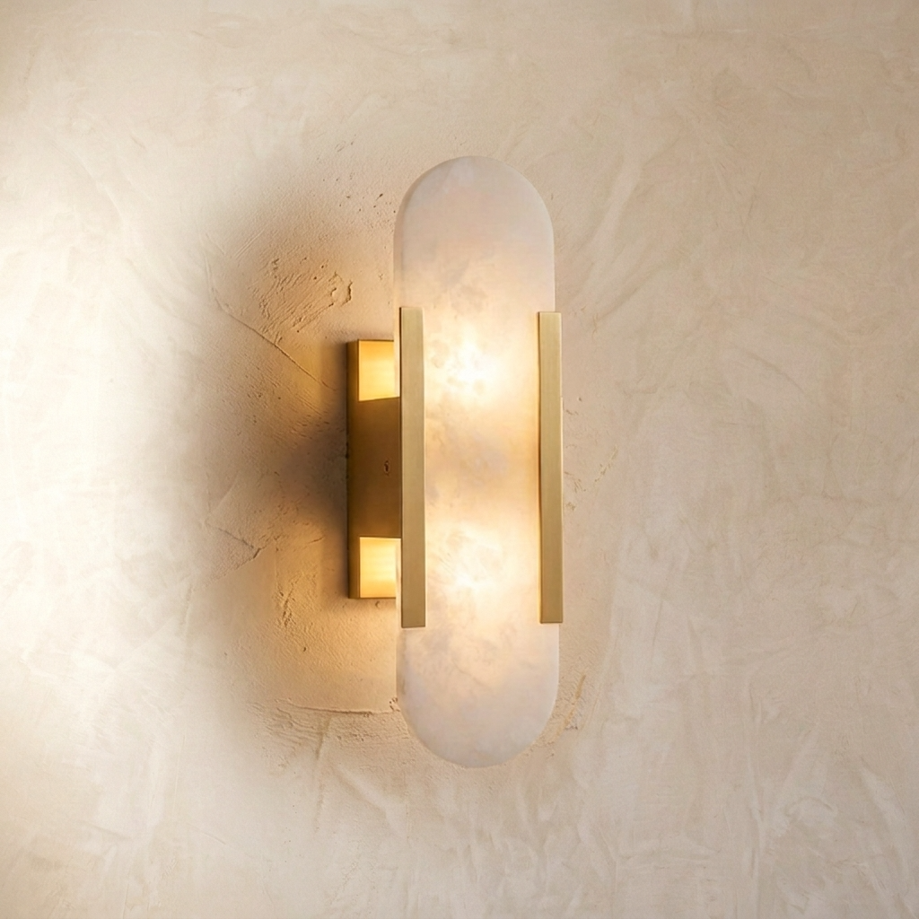 Natural Alabaster Elongated Wall Lamp