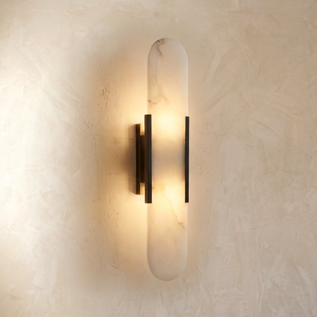 Natural Alabaster Elongated Wall Lamp