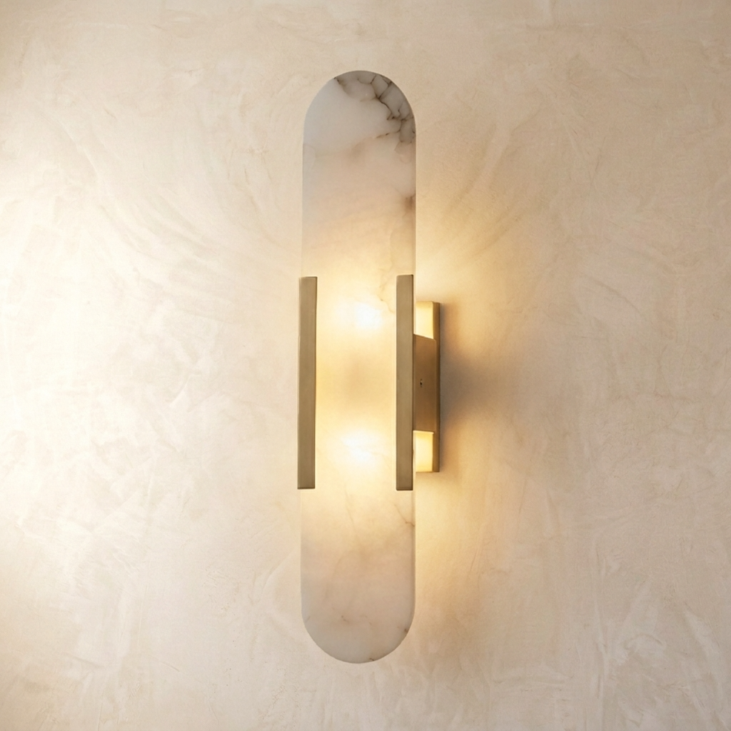 Natural Alabaster Elongated Wall Lamp