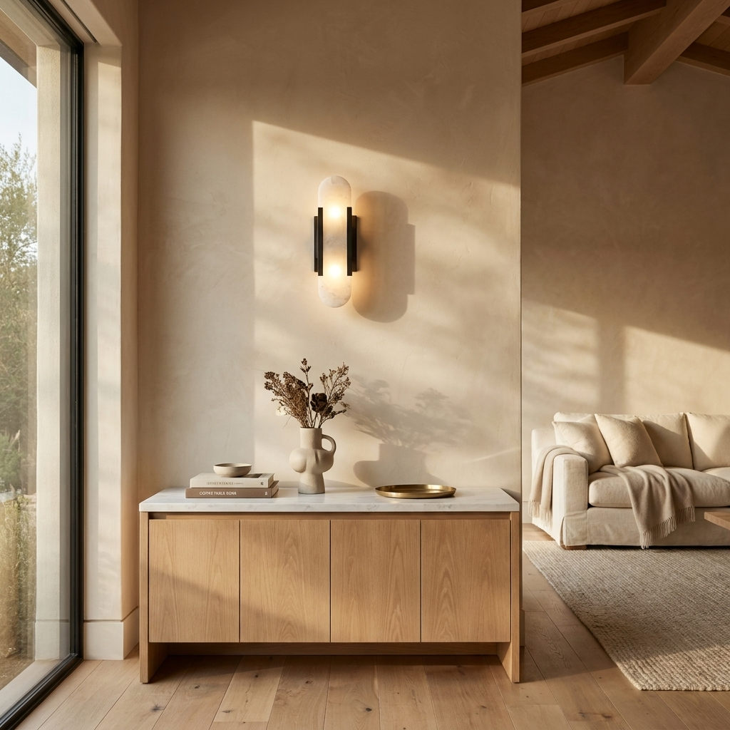 Natural Alabaster Elongated Wall Lamp