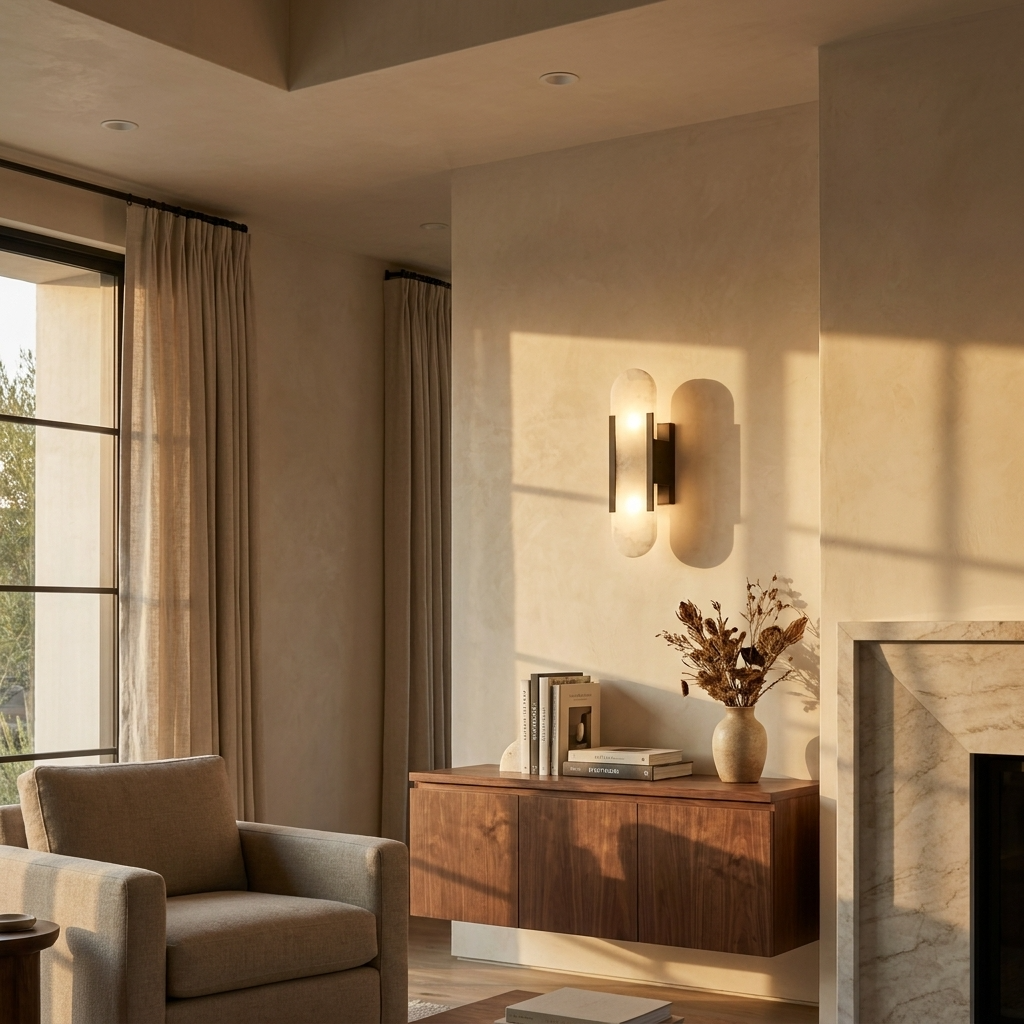 Natural Alabaster Elongated Wall Lamp