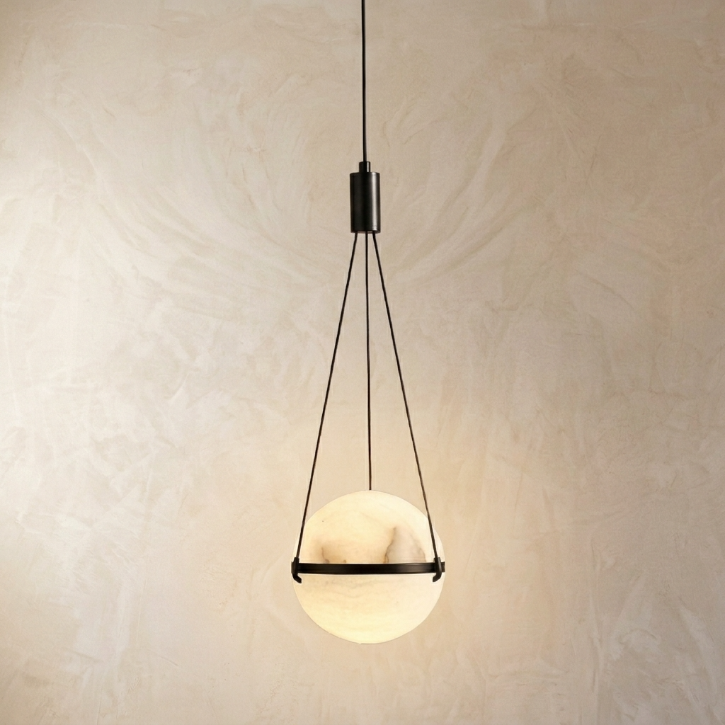 Natural Alabaster Hanging Globe Pendant Light