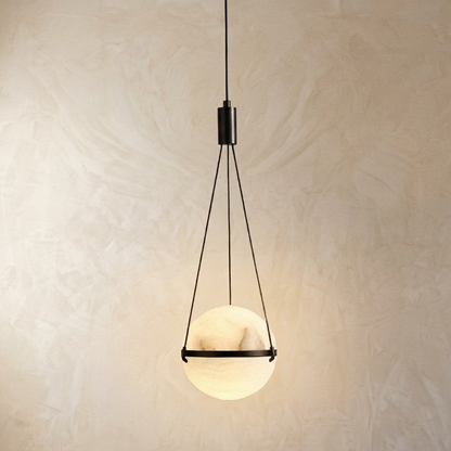 Natural Alabaster Hanging Globe Pendant Light