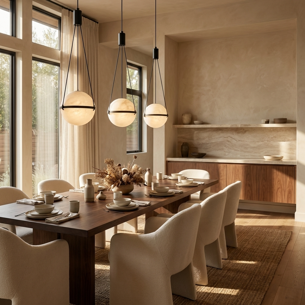 Natural Alabaster Hanging Globe Pendant Light